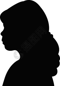 儿童头环影矢量身体侧脸女孩女性剪影头白色资料插图马尾辫轮廓图片