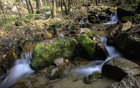 长白瀑布长白山溪国家公园火鸡生态森林荒野绿色瀑布树木石头背景
