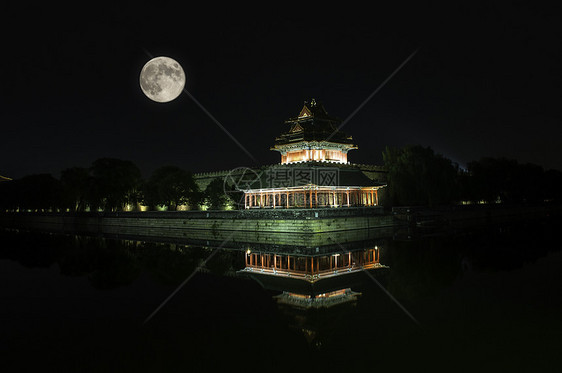 观察塔文化花园历史城市旅游天空艺术建筑多云月亮图片