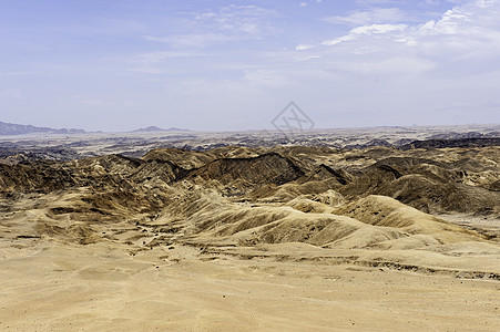 纳米汗蒸纳米布沙漠的景观岩石风景蓝色地平线天空旅行天线全景干旱晴天背景