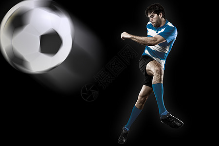 足球球员游戏衬衫运动短裤白色制服蓝色男性玩家竞赛图片
