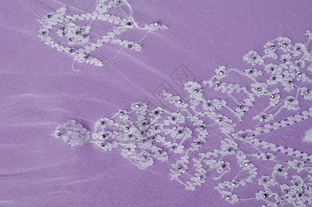 织物上的刺绣桌布工艺缝合桌巾紫色花丝画幅水平珠子手工图片