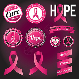 乳癌意识带和徽章癌症宣传设计照片丝带希望元素女人机构治愈图片
