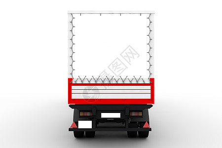 红色和白色卡车柴油机剪裁送货驾驶盒子力量交通司机商业货物图片