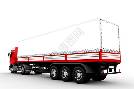 红色和白色卡车商业货物服务运输柴油机货运金属盒子司机车轮图片