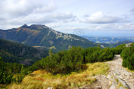 Giewont 波兰Tatras山地貌冒险晴天假期顶峰小路全景公园石头游客旅游图片