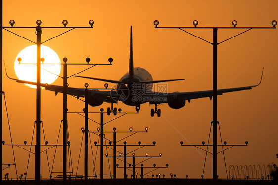 洛杉矶机场着陆目的地飞机天空交通飞行橙子旅游飞机场方式图片