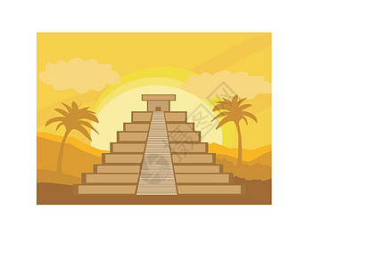玛雅金字塔 奇琴伊察 墨西哥-矢量图图片