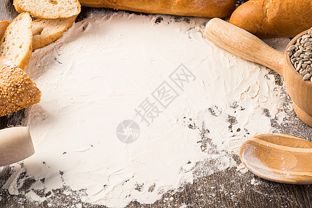 面粉和白面包食谱咖啡店鹌鹑农业酵母玉米早餐粮食烘烤食物图片