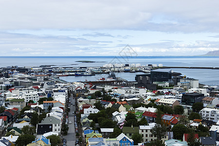 冰岛雷克雅未克市首都蓝色天际海洋城市街道市中心峡湾天空旅行图片
