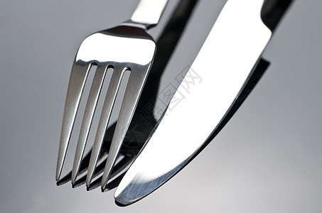 叉子刀银器刀具用具灰色背景图片