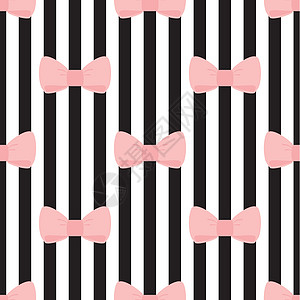 无缝矢量模式 在黑色和白条背景上贴着粉色面领图片