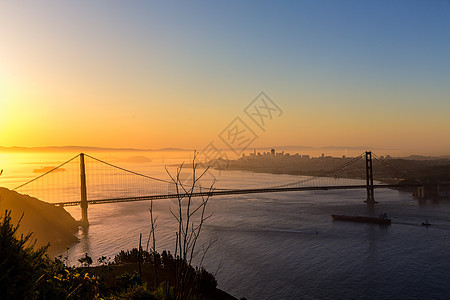 金门金门大桥 旧金山日出加利福尼亚工程地标旅行城市建筑学电缆建筑物蓝色市中心橙子图片