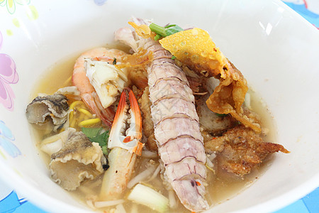 泰国面条汤文化海鲜乌贼美食蔬菜食物图片