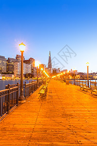 加利福尼亚州旧金山码头7日落景观海洋天空摩天大楼建筑学天际市中心建筑物旅行假期图片