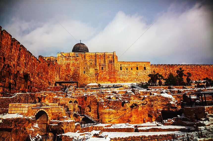 耶路撒冷旧城的乌韦尔废墟圣地考古学宗教历史建筑学旅游都市旅行图片