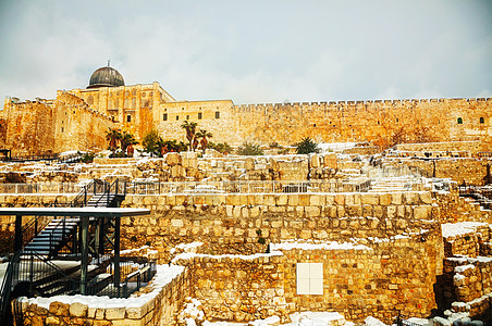 阿克萨清真寺耶路撒冷旧城的乌韦尔废墟旅游建筑学都市历史考古学旅行宗教圣地背景