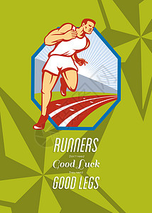 马拉松跑者赛跑轨道回转海报图片