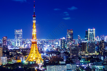 东京塔城市景观风景建筑物地标夜景场景天际图片
