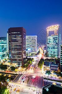 首尔市夜间风景金融景观都市城市住宅场景踪迹建筑办公室图片