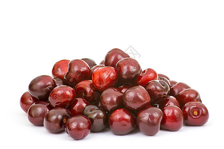 新鲜樱桃果味红色叶子饮食绿色水平水果食物甜点浆果图片