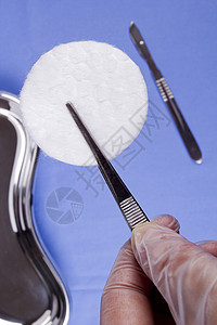 专业外科手术器械程序棉布仪器夹子医生工具蓝色医院手术室卫生图片