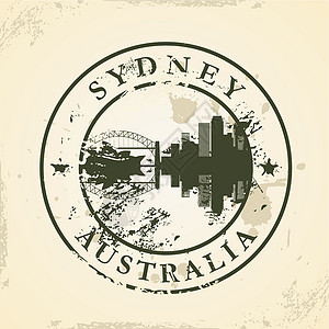 澳大利亚悉尼的Grunge橡胶邮票图片