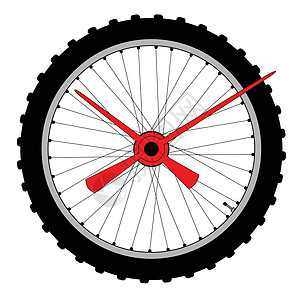 双轮时钟脸小时圆形阀门橡皮轮胎艺术品时间自行车越野黑色图片