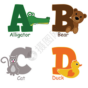 从A到D按字母顺序排列的动物图片