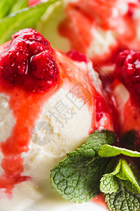 冰霜冻结冰淇淋配料薄荷乳白色绿色树叶红色食物奶油状图片