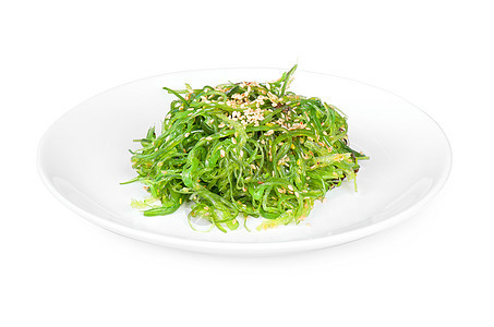 海藻沙拉蔬菜芝麻美味美食坚果饮食沙拉盘子海藻午餐图片