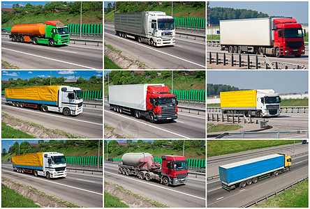 卡车车辆汽车物流送货货运货车蓝色船运旅行白色图片