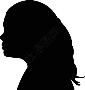 儿童头环影矢量插图头像女儿白色侧脸马尾辫绘画个人头发资料图片