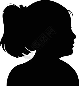儿童头环影矢量黑色孩子女性头发插图剪影男性女儿尾巴小马图片