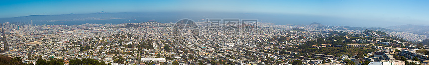 旧金山全景观住宅区城市公园房子街道大街海岸线全景高视角旅游图片