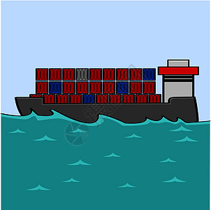 货物货船生产巡航路线金融海洋出口盒子消费者商业绘画图片