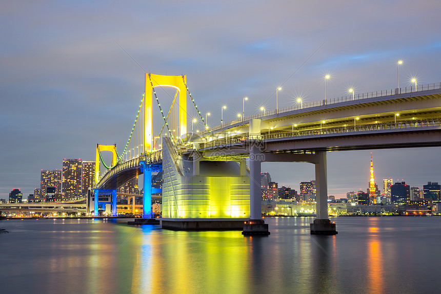 日本东京彩虹桥港口建筑学地标港区摩天大楼天际地方景点旅游风景图片