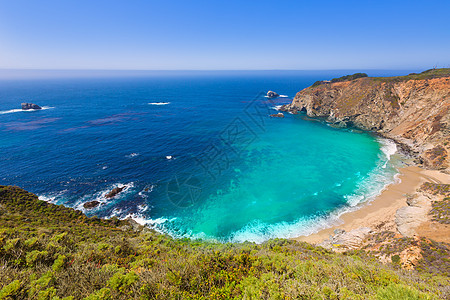 加利福尼亚海滩 蒙特里县大苏尔1号公路旅游地标公园旅行波浪蓝色假期岩石海岸线晴天图片