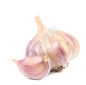白色背景上孤立的大蒜香料健康治愈食物水果营养珠芽收藏调味品香气背景图片