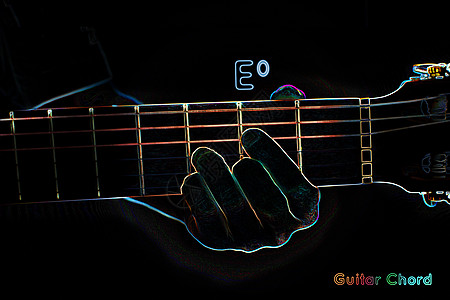 黑暗背景上的吉他和弦歌曲训练吉他手旋律音乐家乐器音程手指身体玩家图片