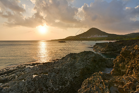 珊瑚海岸线日落地平线海浪地标环境公园全景风景国家荒野海岸图片