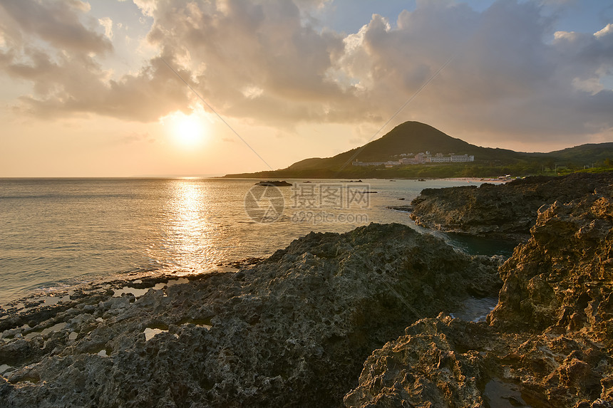 珊瑚海岸线日落地平线海浪地标环境公园全景风景国家荒野海岸图片