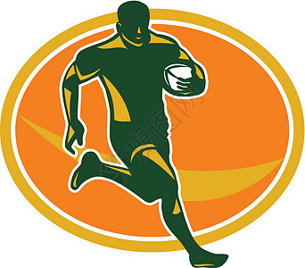 橄榄球玩家跑球插图男性跑步运动联盟艺术品联赛图片