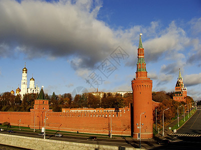 俄罗斯莫斯科克里姆林宫地标全景城市天空纪念馆纪念碑宗教蓝色正方形建筑学背景图片