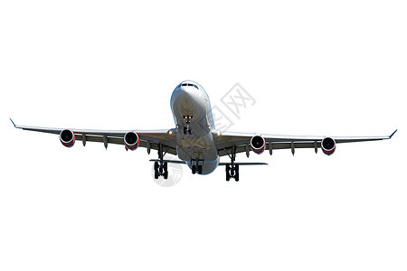 Jumbo飞机白色翅膀民间假期客机喷射飞行商业蓝色土地图片