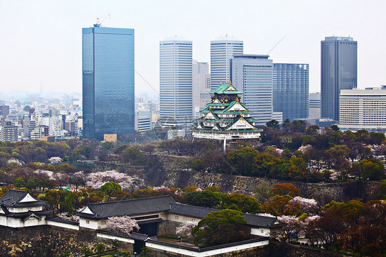 日本大阪城景和城堡图片