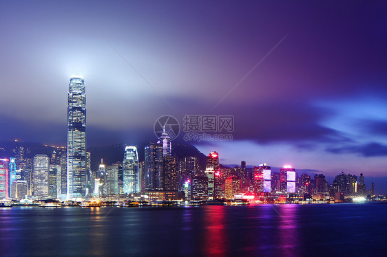 香港夜景摩天大楼金融场景港口烟雾市中心地标城市景观地方图片