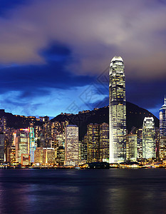 香港办公城市场景夜景市中心摩天大楼天际大楼港口商业图片