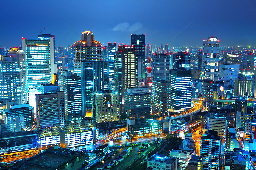 大阪之夜景观都市天际商业场景金融城市建筑学天空地标图片