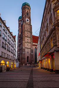 我们的圣母教堂 慕尼黑 黎明 巴伐利亚 盖图片